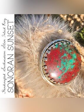 Inlaid Sonoran Sunset Silver Ring